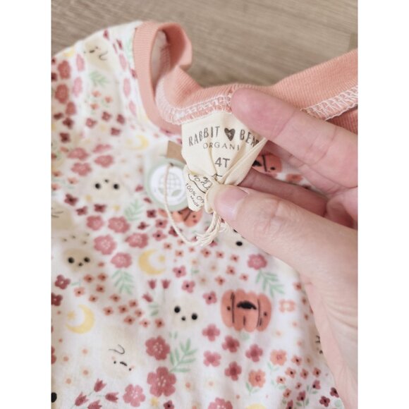Rabbit Bear Organic Cotton Halloween Pumpkin Skull Floral Toddler Pajamas 4T - Picture 6 of 9